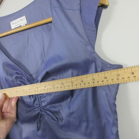 Paul & Joe Sleeveless Top Women 3 Purple Ruched V-Neck Blouse Designer Chic 126 - Picture 3 of 9